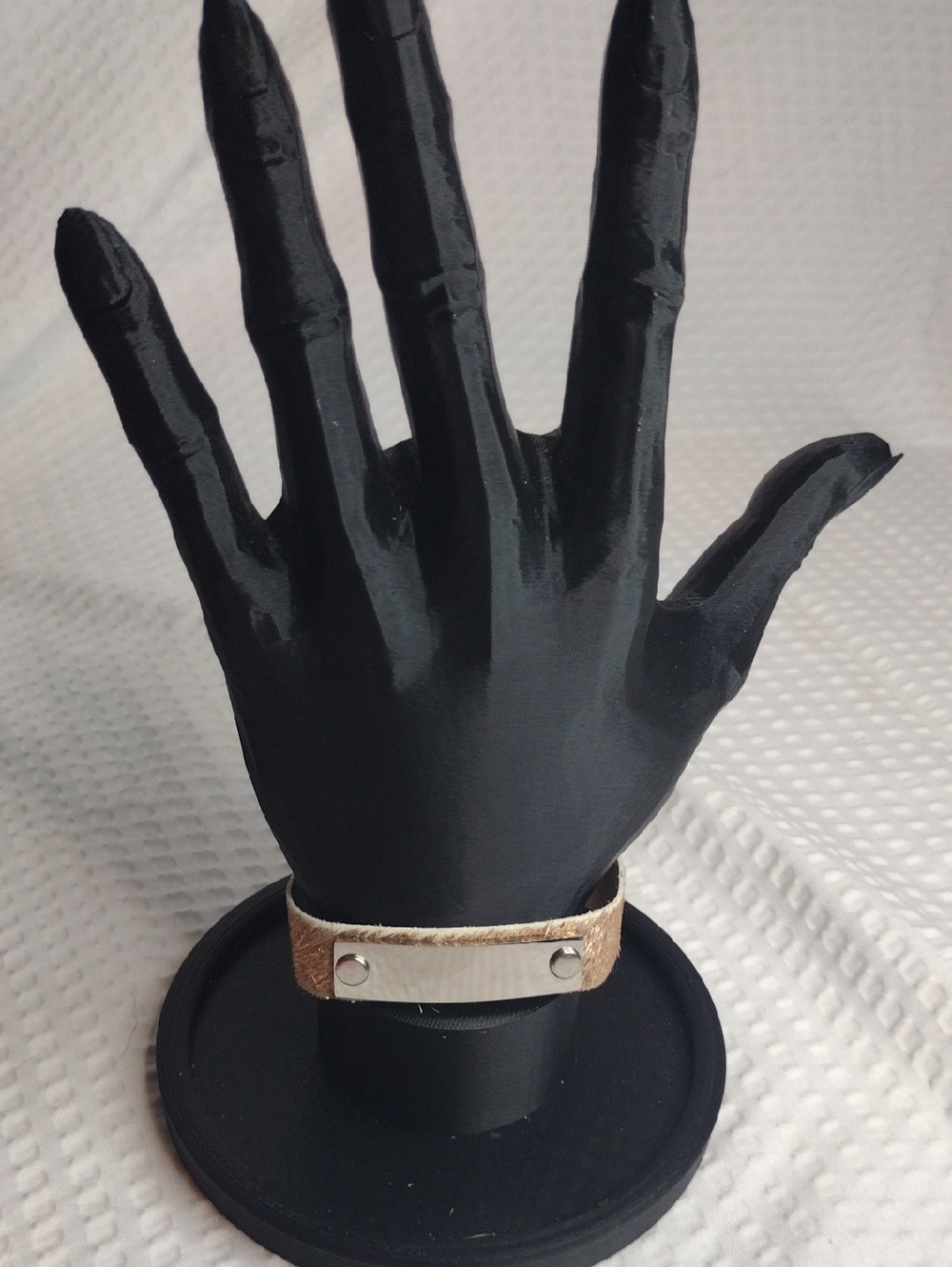 Plunder Stylish Flashy Gold Faux Leather Bracelet with Silver Plate